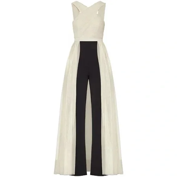 BCBGMAXAZRIA Overlay Walk-Through Jumpsuit XS
